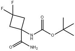 1,1-Dimethylethyl N-[1-(aminocarbonyl)-3,3-difluorocyclobutyl]carbamate 结构式