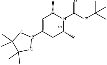 1(2H)-Pyridinecarboxylic acid, 3,6-dihydro-2,6-dimethyl-4-(4,4,5,5-tetramethyl-1,3,2-dioxaborolan-2-yl)-, 1,1-dimethylethyl ester, (2R,6S)-rel- Struktur