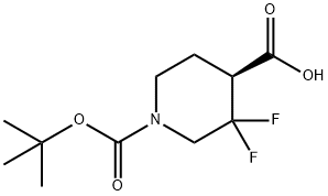 1,4-Piperidinedicarboxylic acid, 3,3-difluoro-, 1-(1,1-dimethylethyl) ester, (4S)- Structure