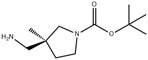 (S)-3-Aminomethyl-3-methyl-pyrrolidine-1-carboxylic acid tert-butyl ester 结构式