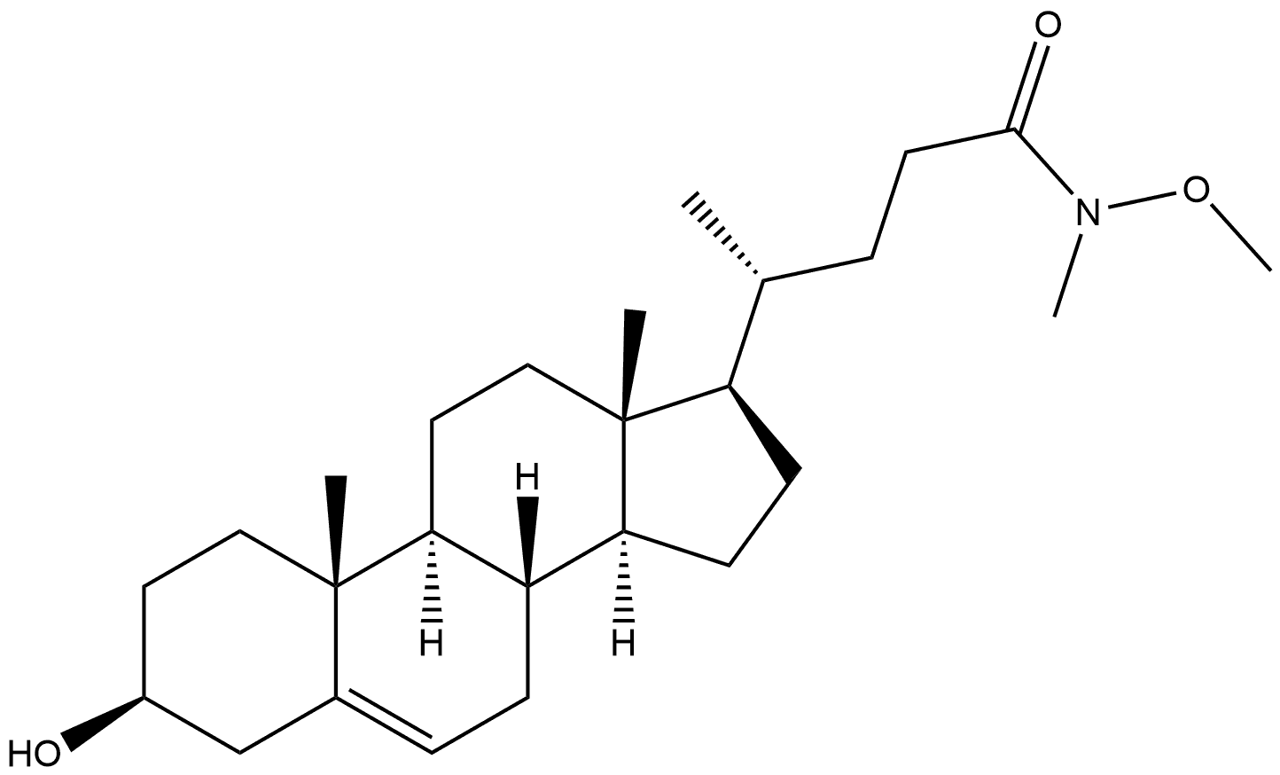 Chol-5-en-24-amide, 3-hydroxy-N-methoxy-N-methyl-, (3β)- 结构式