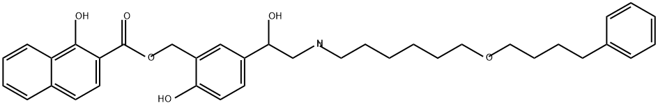 2-Naphthalenecarboxylic acid, 1-hydroxy-, [2-hydroxy-5-[1-hydroxy-2-[[6-(4-phenylbutoxy)hexyl]amino]ethyl]phenyl]methyl ester Struktur