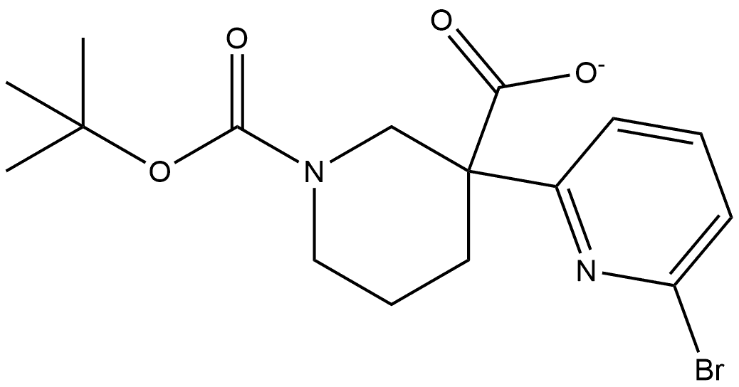 1-(1,1-Dimethylethyl) 3-(6-bromo-2-pyridinyl)-1,3-piperidinedicarboxylate Struktur