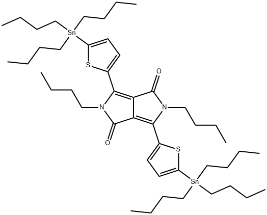 Pyrrolo[3,4-c]pyrrole-1,4-dione, 2,5-dibutyl-2,5-dihydro-3,6-bis[5-(tributylstannyl)-2-thienyl]-,2201057-81-8,结构式
