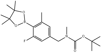 1,1-Dimethylethyl N-[[3-fluoro-5-methyl-4-(4,4,5,5-tetramethyl-1,3,2-dioxaborolan-2-yl)phenyl]methyl]-N-methylcarbamate Struktur