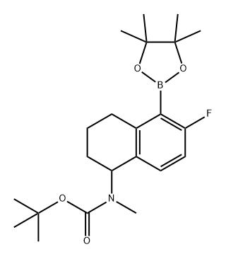 Carbamic acid, N-[6-fluoro-1,2,3,4-tetrahydro-5-(4,4,5,5-tetramethyl-1,3,2-dioxaborolan-2-yl)-1-naphthalenyl]-N-methyl-, 1,1-dimethylethyl ester Struktur