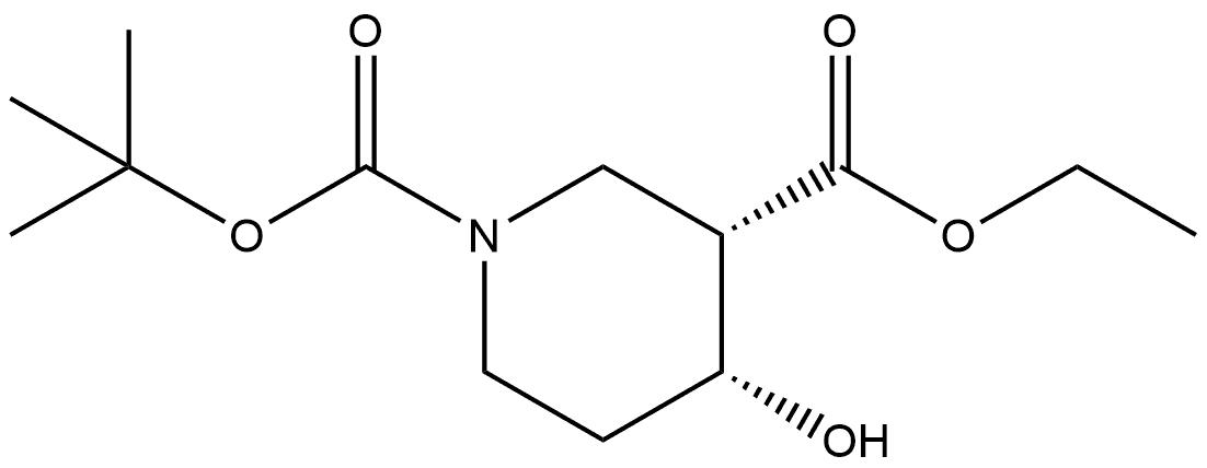 1,3-Piperidinedicarboxylic acid, 4-hydroxy-, 1-(1,1-dimethylethyl) 3-ethylester, (3R,4S)-rel-(-)- Structure
