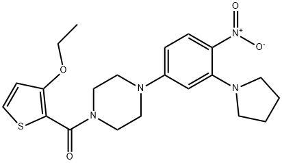 Methanone, (3-ethoxy-2-thienyl)[4-[4-nitro-3-(1-pyrrolidinyl)phenyl]-1-piperazinyl]- 结构式