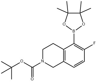 2(1H)-Isoquinolinecarboxylic acid, 6-fluoro-3,4-dihydro-5-(4,4,5,5-tetramethyl-1,3,2-dioxaborolan-2-yl)-, 1,1-dimethylethyl ester Struktur