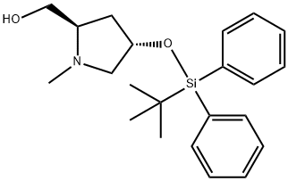 2-Pyrrolidinemethanol, 4-[[(1,1-dimethylethyl)diphenylsilyl]oxy]-1-methyl-, (2R,4S)- Struktur