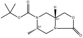 3H-Oxazolo[3,4-a]pyrazine-7(1H)-carboxylic acid, tetrahydro-6-methyl-3-oxo-, 1,1-dimethylethyl ester, (6S,8aR)- Struktur