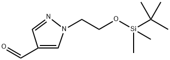 1H-Pyrazole-4-carboxaldehyde, 1-[2-[[(1,1-dimethylethyl)dimethylsilyl]oxy]ethyl]- 化学構造式