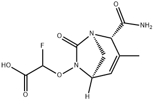 Acetic acid, 2-[[(1R,2S,5R)-2-(aminocarbonyl)-
3-methyl-7-oxo-1,6-diazabicyclo[3.2.1]oct-3-
en-6-yl]oxy]-2-fluoro- Structure