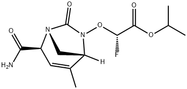 Acetic acid, 2-[[(1R,2S,5R)-2-(aminocarbonyl)-
4-methyl-7-oxo-1,6-diazabicyclo[3.2.1]oct-3-
en-6-yl]oxy]-2-fluoro-, 1-methylethyl ester,
(2S)- Structure