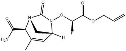 Acetic acid, 2-[[(1R,2S,5R)-2-(aminocarbonyl)-
3-methyl-7-oxo-1,6-diazabicyclo[3.2.1]oct-3-
en-6-yl]oxy]-2-fluoro-, 2-propen-1-yl ester,
(2R)- Structure