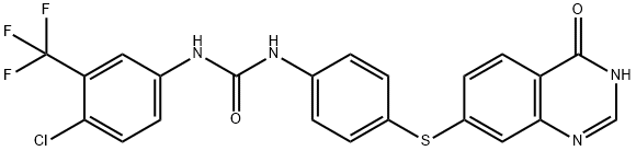 Urea, N-[4-chloro-3-(trifluoromethyl)phenyl]-N'-[4-[(3,4-dihydro-4-oxo-7-quinazolinyl)thio]phenyl]-|化合物 B10-S