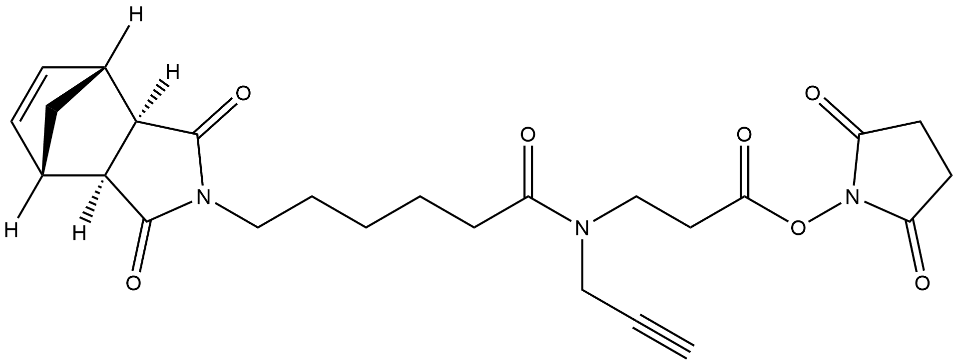 β-Alanine, N-[6-[(3aR,4R,7S,7aS)-1,3,3a,4,7,7a-hexahydro-1,3-dioxo-4,7-methano-2H-isoindol-2-yl]-1-oxohexyl]-N-2-propyn-1-yl-, 2,5-dioxo-1-pyrrolidinyl ester, rel- Structure