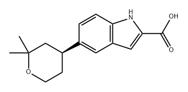 1H-Indole-2-carboxylic acid, 5-[(4S)-tetrahydro-2,2-dimethyl-2H-pyran-4-yl]- Struktur