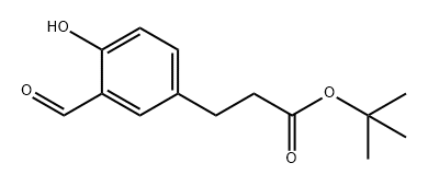 Benzenepropanoic acid, 3-formyl-4-hydroxy-, 1,1-dimethylethyl ester Struktur