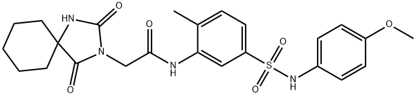 1,3-Diazaspiro[4.5]decane-3-acetamide, N-[5-[[(4-methoxyphenyl)amino]sulfonyl]-2-methylphenyl]-2,4-dioxo- Struktur