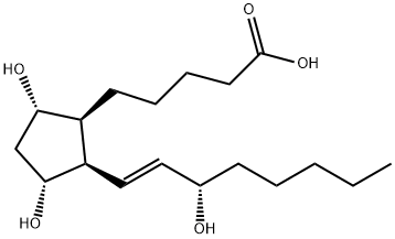 Cyclopentanepentanoic acid, 3,5-dihydroxy-2-[(1E,3S)-3-hydroxy-1-octen-1-yl]-, (1S,2R,3R,5S)- 化学構造式