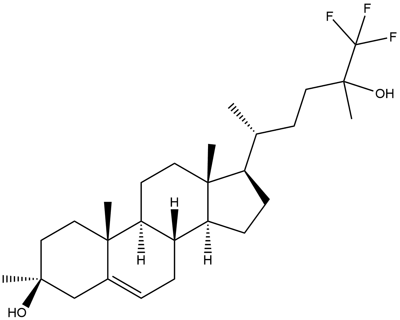 26,27-Dinorergost-5-ene-3,24-diol, 25,25,25-trifluoro-3-methyl-, (3β,24ξ)-,2216703-16-9,结构式