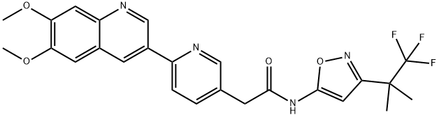 3-Pyridineacetamide, 6-(6,7-dimethoxy-3-quinolinyl)-N-[3-(2,2,2-trifluoro-1,1-dimethylethyl)-5-isoxazolyl]- Struktur