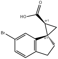 Spiro[cyclopropane-1,1'-[1H]indene]-2-carboxylic acid, 6'-bromo-2',3'-dihydro-, (1R,2S)-rel- Structure