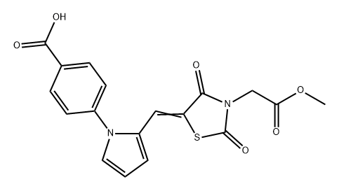 3-Thiazolidineacetic acid, 5-[[1-(4-carboxyphenyl)-1H-pyrrol-2-yl]methylene]-2,4-dioxo-, 3-methyl ester 结构式