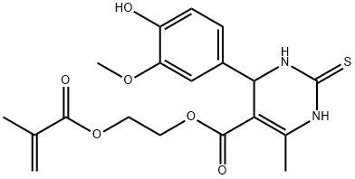 5-Pyrimidinecarboxylic acid, 1,2,3,4-tetrahydro-4-(4-hydroxy-3-methoxyphenyl)-6-methyl-2-thioxo-, 2-[(2-methyl-1-oxo-2-propen-1-yl)oxy]ethyl ester 化学構造式