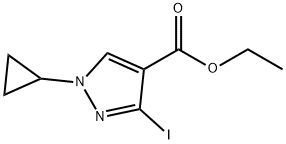 1H-Pyrazole-4-carboxylic acid, 1-cyclopropyl-3-iodo-, ethyl ester Struktur