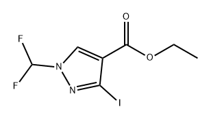 1H-Pyrazole-4-carboxylic acid, 1-(difluoromethyl)-3-iodo-, ethyl ester Struktur