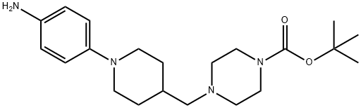 1-Piperazinecarboxylic acid, 4-[[1-(4-aminophenyl)-4-piperidinyl]methyl]-, 1,1-dimethylethyl ester 化学構造式