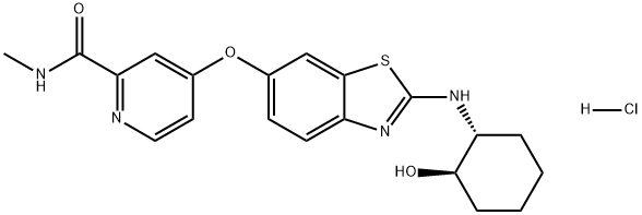 2-Pyridinecarboxamide, 4-[[2-[[(1R,2R)-2-hydroxycyclohexyl]amino]-6-benzothiazolyl]oxy]-N-methyl-, hydrochloride (1:1) Structure