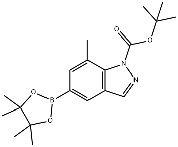 1H-Indazole-1-carboxylic acid, 7-methyl-5-(4,4,5,5-tetramethyl-1,3,2-dioxaborolan-2-yl)-, 1,1-dimethylethyl ester Struktur