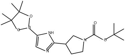 1-Pyrrolidinecarboxylic acid, 3-[5-(4,4,5,5-tetramethyl-1,3,2-dioxaborolan-2-yl)-1H-imidazol-2-yl]-, 1,1-dimethylethyl ester Structure