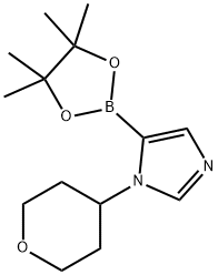 1H-Imidazole, 1-(tetrahydro-2H-pyran-4-yl)-5-(4,4,5,5-tetramethyl-1,3,2-dioxaborolan-2-yl)- Structure