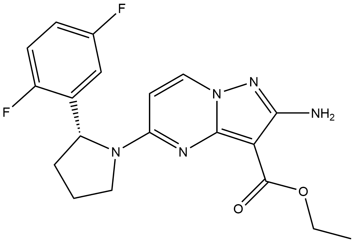 ethyl (R)-5-(2-(2,5-difluorophenyl)pyrrolidin-1-yl)pyrazolo[1,5-a]pyrimidine-3-carboxylate,2223678-63-3,结构式