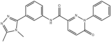 3-PYRIDAZINECARBOXYLIC ACID AMIDE,N-[3-(4,5-DIMETHYL-4H-1,2,4-TRIS唑-3-YL)PHENYL]-1,6-DIHYDRO-6-OXO-1-PHENYL-, 2224167-98-8, 结构式