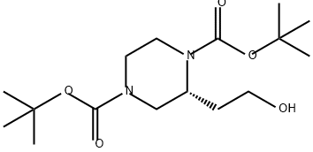 1,4-Piperazinedicarboxylic acid, 2-(2-hydroxyethyl)-, 1,4-bis(1,1-dimethylethyl) ester, (2R)- Structure