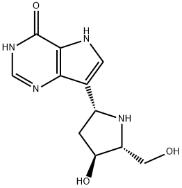 4H-Pyrrolo3,2-dpyrimidin-4-one, 1,5-dihydro-7-(2R,4S,5R)-4-hydroxy-5-(hydroxymethyl)-2-pyrrolidinyl- 结构式