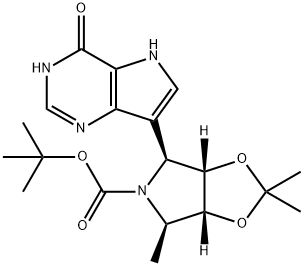 5H-1,3-Dioxolo4,5-cpyrrole-5-carboxylic acid, 4-(4,5-dihydro-4-oxo-1H-pyrrolo3,2-dpyrimidin-7-yl)tetrahydro-2,2,6-trimethyl-, 1,1-dimethylethyl ester, (3aS,4S,6R,6aR)- Structure