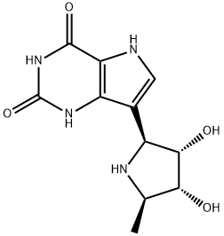 1H-Pyrrolo3,2-dpyrimidine-2,4(3H,5H)-dione, 7-(2S,3S,4R,5R)-3,4-dihydroxy-5-methyl-2-pyrrolidinyl- Structure
