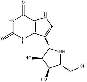 1H-Pyrazolo4,3-dpyrimidine-5,7(4H,6H)-dione, 3-(2S,3S,4R,5R)-3,4-dihydroxy-5-(hydroxymethyl)-2-pyrrolidinyl- 结构式
