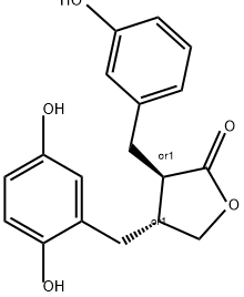 2(3H)-Furanone, 4-[(2,5-dihydroxyphenyl)methyl]dihydro-3-[(3-hydroxyphenyl)methyl]-, (3R,4R)-rel-,222634-90-4,结构式