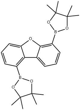 Dibenzofuran, 1,6-bis(4,4,5,5-tetramethyl-1,3,2-dioxaborolan-2-yl)- 化学構造式