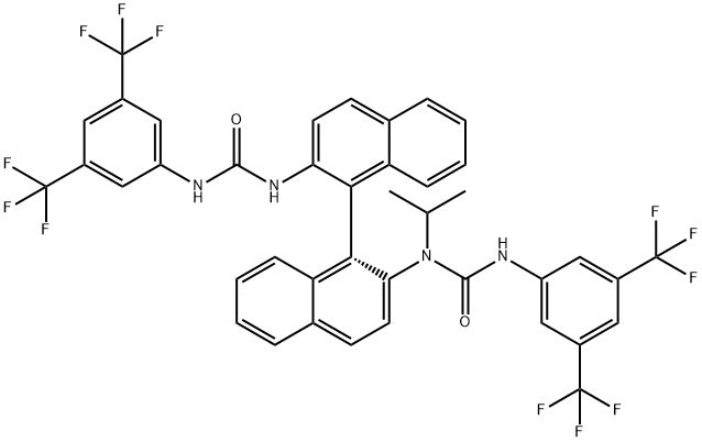 ((S)-3-(3,5-Bis(trifluoromethyl)phenyl)-1-(2′-(3-(3,5-bis(trifluoromethyl)phenyl)ureido)-[1,1′-binaphthalen]-2-yl)-1-isopropylurea Struktur