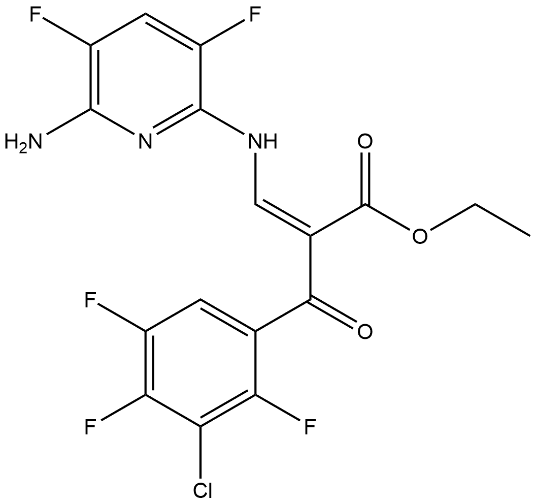 Benzenepropanoic acid, α-[[(6-amino-3,5-difluoro-2-pyridinyl)amino]methylene]-3-chloro-2,4,5-trifluoro-β-oxo-, ethyl ester, (αZ)- Structure