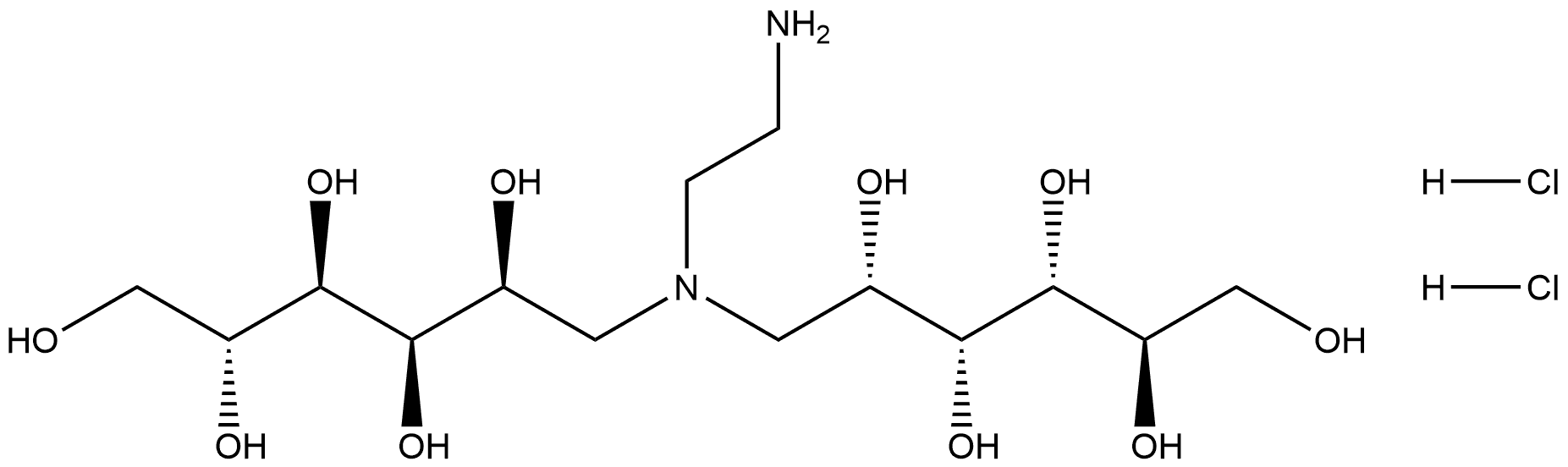 (2R,2'R,3R,3'R,4R,4'R,5S,5'S)-6,6'-((2-氨基乙基)偶氮)双(己烷-1,2,3,4,5-戊醇)二盐酸盐 结构式