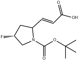 (E)-3-((4R)-1-(tert-Butoxycarbonyl)-4-fluoropyrrolidin-2-yl)acrylic acid Struktur